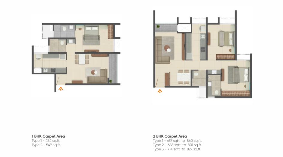 Rohan-Adira-Floor-Plan-1 BHK-and-2 BHK